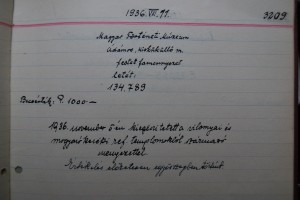 Néprajzi Múzeum törzskönyvi bejegyzése