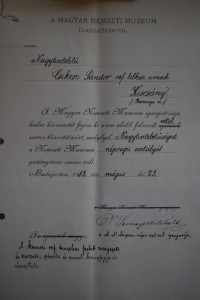 A Néprajzi Osztály köszönőlevele Csikesz Sándornak Néprajzi Múzeum Etnológiai Adattár EAD-NMI-155/1913. 