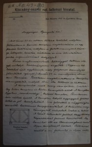 Csikesz Sándor lelkész levele a Néprajzi Múzeumnak Néprajzi Múzeum Etnológiai Adattár EAD-NMI-43/1913. 
