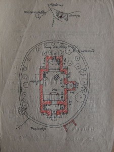 Vákár Tibor építészmérnök alaprajza a vilonyai templomról, 1956 Forster Gyula Nemzeti Örökséggazdálkodási és Szolgáltatási Központ Rajztára 8419 Vákár Tibor építészmérnök alaprajza a vilonyai templomról, 1956 Forster Gyula Nemzeti Örökséggazdálkodási és Szolgáltatási Központ Rajztára 8419