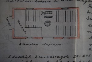 Csikesz Sándor lelkész alaprajza a kemsei templom berendezéséről Néprajzi Múzeum Etnológiai Adattár EAD-NMI-43/1913. 